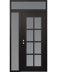 Diamond C16 48" x 96" black/white frosted Glass Panel black RHI with Sidelite and Transom frosted Glass
