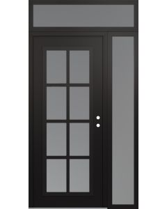 Diamond C16 50" x 96" black/white frosted Glass Panel black LHI with Sidelite and Transom frosted Glass