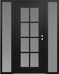 Diamond C16 60" x 80" black/white frosted Glass Panel black LHI with 2 Sidelites frosted Glass
