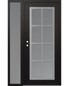Diamond C16 52" x 80" black/white frosted Glass Panel stainless steel RHI with Sidelite frosted Glass