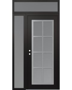 Diamond C16 50" x 96" black/white frosted Glass Panel stainless steel RHI with Sidelite and Transom frosted Glass
