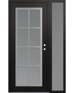 Diamond C16 50" x 80" black/white frosted Glass Panel stainless steel LHI with Sidelite frosted Glass