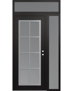 Diamond C16 48" x 96" black/white frosted Glass Panel stainless steel LHI with Sidelite and Transom frosted Glass