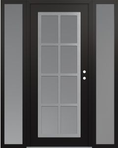Diamond C16 64" x 80" black/white frosted Glass Panel stainless steel LHI with 2 Sidelites frosted Glass