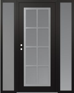 Diamond C16 64" x 80" black/white frosted Glass Panel stainless steel RHI with 2 Sidelites frosted Glass