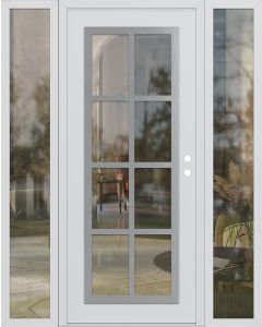 Diamond C16 60" x 80" white/white clear Glass Panel stainless steel LHI with 2 Sidelites clear Glass