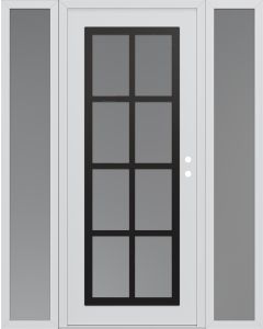 Diamond C16 68" x 80" white/white frosted Glass Panel black LHI with 2 Sidelites frosted Glass