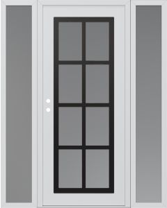 Diamond C16 68" x 80" white/white frosted Glass Panel black RHI with 2 Sidelites frosted Glass
