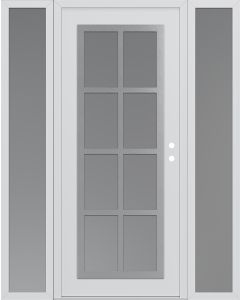 Diamond C16 68" x 80" white/white frosted Glass Panel stainless steel LHI with 2 Sidelites frosted Glass