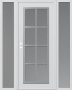 Diamond C16 68" x 80" white/white frosted Glass Panel stainless steel RHI with 2 Sidelites frosted Glass