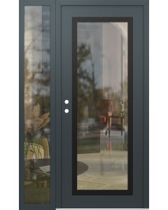 Diamond C1 50" x 80" anthracite/anthracite clear Glass Panel black RHI with Sidelite clear Glass