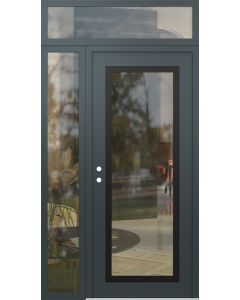 Diamond C1 48" x 96" anthracite/anthracite clear Glass Panel black RHI with Sidelite and Transom clear Glass