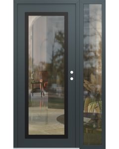 Diamond C1 48" x 80" anthracite/anthracite clear Glass Panel black LHI with Sidelite clear Glass