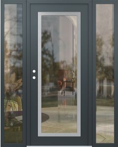 Diamond C1 64" x 80" anthracite/anthracite clear Glass Panel stainless steel RHI with 2 Sidelites clear Glass