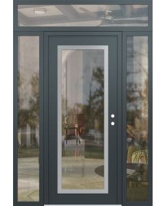 Diamond C1 64" x 96" anthracite/anthracite clear Glass Panel stainless steel LHI with 2 Sidelites and Transom clear Glass