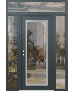 Diamond C1 64" x 96" anthracite/anthracite clear Glass Panel stainless steel RHI with 2 Sidelites and Transom clear Glass