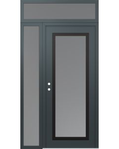 Diamond C1 50" x 96" anthracite/anthracite frosted Glass Panel black RHI with Sidelite and Transom frosted Glass