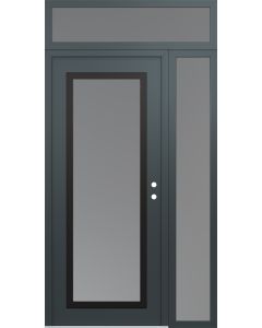 Diamond C1 50" x 96" anthracite/anthracite frosted Glass Panel black LHI with Sidelite and Transom frosted Glass