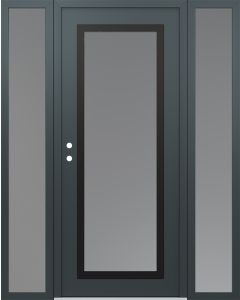 Diamond C1 68" x 80" anthracite/anthracite frosted Glass Panel black RHI with 2 Sidelites frosted Glass