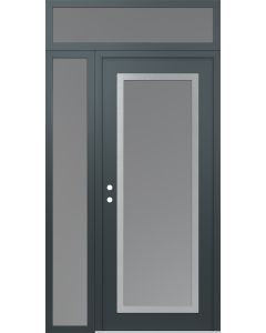 Diamond C1 52" x 96" anthracite/anthracite frosted Glass Panel stainless steel RHI with Sidelite and Transom frosted Glass