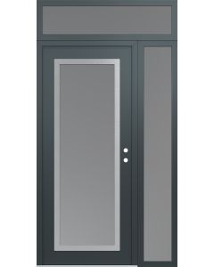 Diamond C1 52" x 96" anthracite/anthracite frosted Glass Panel stainless steel LHI with Sidelite and Transom frosted Glass