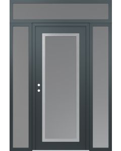 Diamond C1 60" x 96" anthracite/anthracite frosted Glass Panel stainless steel RHI with 2 Sidelites and Transom frosted Glass