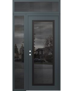 Diamond C1 48" x 96" anthracite/anthracite mirrored Glass Panel black RHI with Sidelite and Transom mirrored Glass