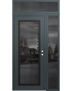 Diamond C1 48" x 96" anthracite/anthracite mirrored Glass Panel black LHI with Sidelite and Transom mirrored Glass