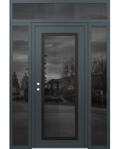 Diamond C1 68" x 96" anthracite/anthracite mirrored Glass Panel black RHI with 2 Sidelites and Transom mirrored Glass