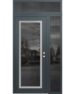 Diamond C1 52" x 96" anthracite/anthracite mirrored Glass Panel stainless steel LHI with Sidelite and Transom mirrored Glass