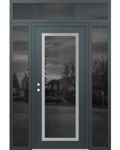 Diamond C1 60" x 96" anthracite/anthracite mirrored Glass Panel stainless steel RHI with 2 Sidelites and Transom mirrored Glass