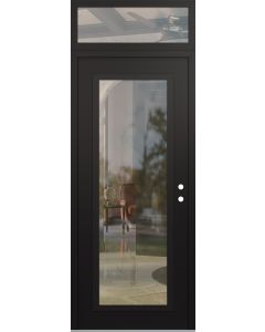 Diamond C1 36" x 96" black/black clear Glass Panel black LHI with Transom clear Glass