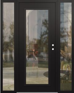Diamond C1 60" x 80" black/black clear Glass Panel black LHI with 2 Sidelites clear Glass