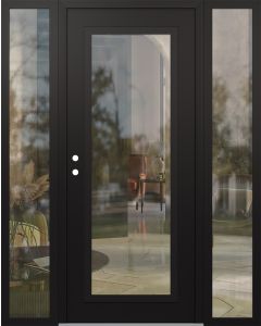 Diamond C1 64" x 80" black/black clear Glass Panel black RHI with 2 Sidelites clear Glass