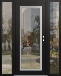 Diamond C1 60" x 80" black/black clear Glass Panel stainless steel LHI with 2 Sidelites clear Glass