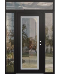 Diamond C1 60" x 96" black/black clear Glass Panel stainless steel LHI with 2 Sidelites and Transom clear Glass