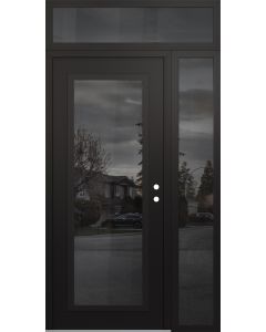 Diamond C1 50" x 96" black/black mirrored Glass Panel black LHI with Sidelite and Transom mirrored Glass