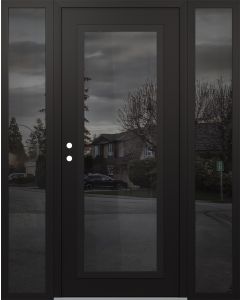 Diamond C1 60" x 80" black/black mirrored Glass Panel black RHI with 2 Sidelites mirrored Glass