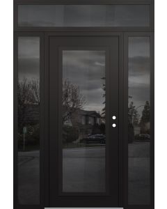 Diamond C1 60" x 96" black/black mirrored Glass Panel black LHI with 2 Sidelites and Transom mirrored Glass
