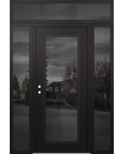 Diamond C1 60" x 96" black/black mirrored Glass Panel black RHI with 2 Sidelites and Transom mirrored Glass