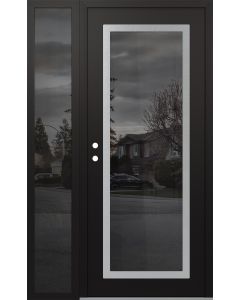 Diamond C1 48" x 80" black/black mirrored Glass Panel stainless steel RHI with Sidelite mirrored Glass
