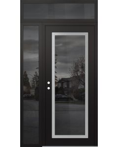 Diamond C1 48" x 96" black/black mirrored Glass Panel stainless steel RHI with Sidelite and Transom mirrored Glass