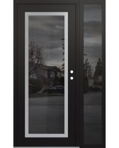 Diamond C1 52" x 80" black/black mirrored Glass Panel stainless steel LHI with Sidelite mirrored Glass