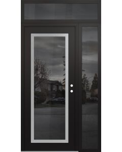 Diamond C1 52" x 96" black/black mirrored Glass Panel stainless steel LHI with Sidelite and Transom mirrored Glass