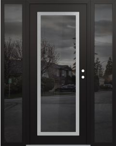 Diamond C1 60" x 80" black/black mirrored Glass Panel stainless steel LHI with 2 Sidelites mirrored Glass