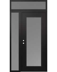 Diamond C1 48" x 96" black/white frosted Glass Panel black RHI with Sidelite and Transom frosted Glass