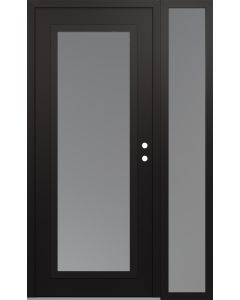 Diamond C1 48" x 80" black/white frosted Glass Panel black LHI with Sidelite frosted Glass