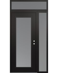 Diamond C1 52" x 96" black/white frosted Glass Panel black LHI with Sidelite and Transom frosted Glass