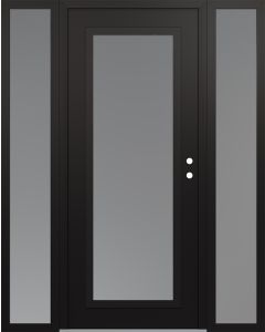 Diamond C1 68" x 80" black/white frosted Glass Panel black LHI with 2 Sidelites frosted Glass