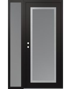 Diamond C1 52" x 80" black/white frosted Glass Panel stainless steel RHI with Sidelite frosted Glass